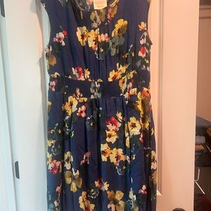 Maeve Cap Sleeve Dress sz Large Blue Floral